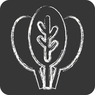 Ispanak. Meyve ve Sebze Sembolü ile ilgili. Tebeşir stili. düzenlenebilir