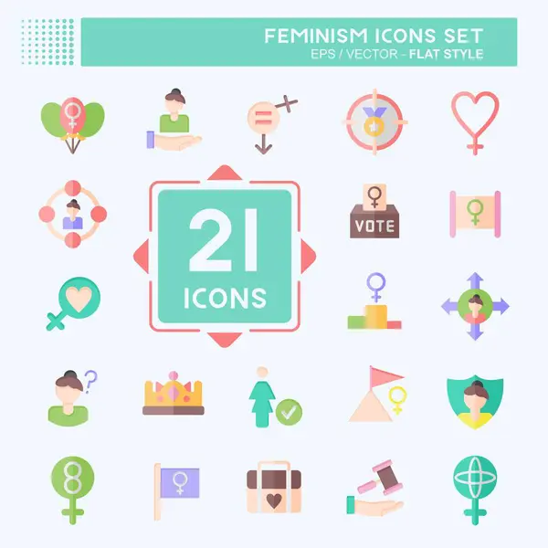 Simge Feminizmi Ayarladı. Eğitim sembolüyle ilgili. Düz stil. dizayn edilebilir