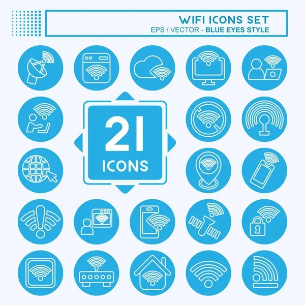 Icon Set Wiifi. Ağ sembolüyle ilgili. Mavi gözlü. dizayn edilebilir