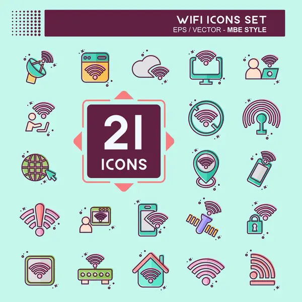 Icon Set Wiifi. Ağ sembolüyle ilgili. MBE tarzı. dizayn edilebilir