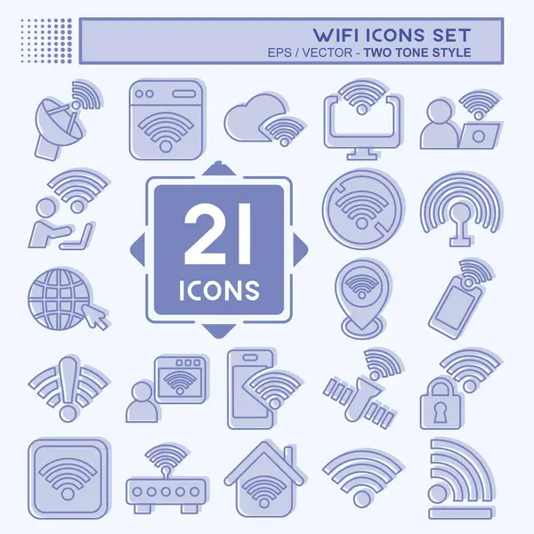 Icon Set Wiifi. Ağ sembolüyle ilgili. İki ton stili. dizayn edilebilir