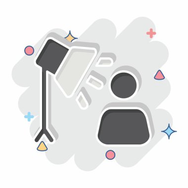 Simge Spotlight. Işık sembolüyle ilgili. Çizgi roman. dizayn edilebilir