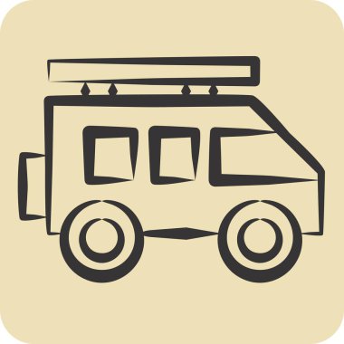 Simge SUv. Ulaşım sembolüyle ilgili. El çizimi tarzı. dizayn edilebilir