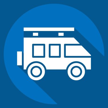 Simge SUv. Ulaşım sembolüyle ilgili. Uzun gölge tarzı. dizayn edilebilir