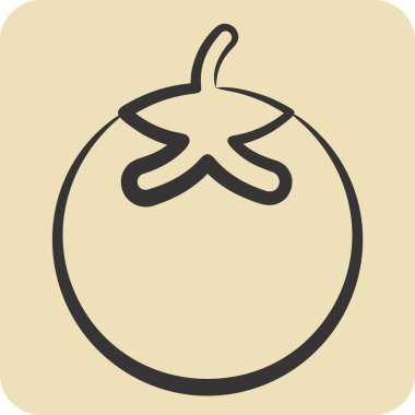 Simge domates. Meyve ve Sebze Sembolü ile ilgili. El çizimi tarzı. düzenlenebilir