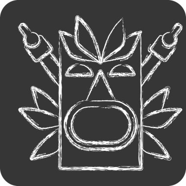 Simge Totem. Hawaii sembolüyle ilgili. Tebeşir stili. dizayn edilebilir
