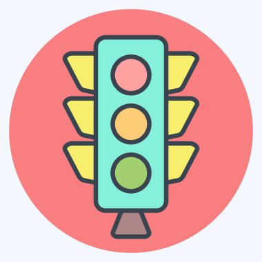 Simge Trafik Işığı. Işık sembolüyle ilgili. renk arkadaşı stili. dizayn edilebilir