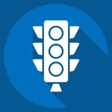 Simge Trafik Işığı. Işık sembolüyle ilgili. Uzun gölge tarzı. dizayn edilebilir