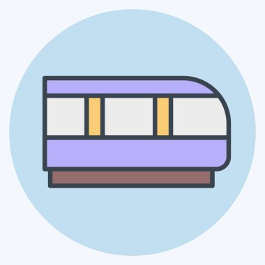 Simge Treni. Ulaşım sembolüyle ilgili. renk arkadaşı stili. dizayn edilebilir