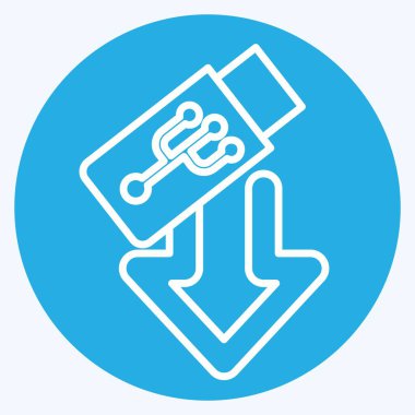 Simge USB. İndirme sembolüyle ilgili. Mavi gözlü. dizayn edilebilir