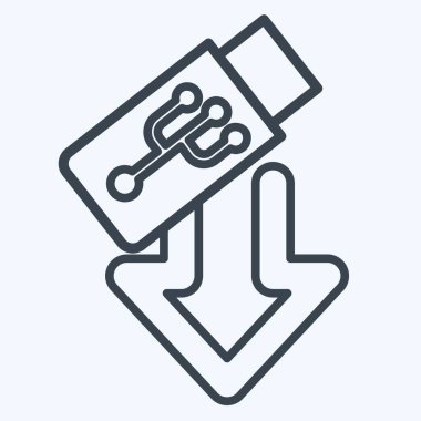 Simge USB. İndirme sembolüyle ilgili. Sıra tarzı. dizayn edilebilir