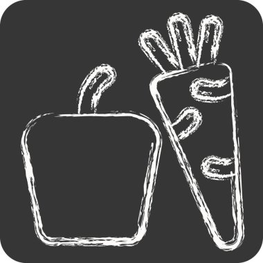 Simgesel sebzeler. Meyve ve Sebze Sembolü ile ilgili. Tebeşir stili. düzenlenebilir