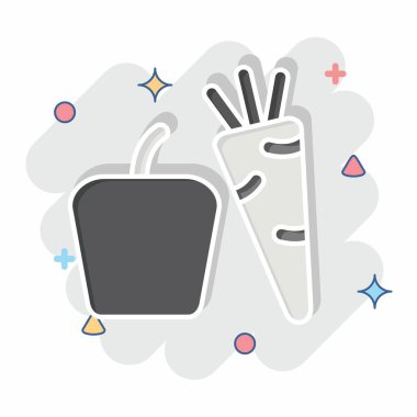 Simgesel sebzeler. Meyve ve Sebze Sembolü ile ilgili. Çizgi roman. düzenlenebilir