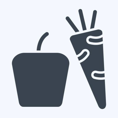 Simgesel sebzeler. Meyve ve Sebze Sembolü ile ilgili. Kabartma tarzı. düzenlenebilir