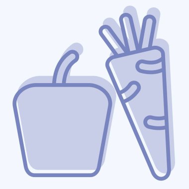 Simgesel sebzeler. Meyve ve Sebze Sembolü ile ilgili. İki ton stili. düzenlenebilir