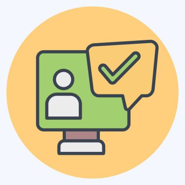 Simge Görüntülü Sohbet. Konuşma sembolüyle ilgili. renk arkadaşı stili. dizayn edilebilir