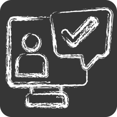 Simge Görüntülü Sohbet. Konuşma sembolüyle ilgili. Tebeşir stili. dizayn edilebilir