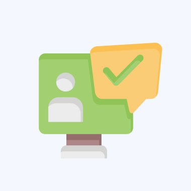 Simge Görüntülü Sohbet. Konuşma sembolüyle ilgili. Düz stil. dizayn edilebilir