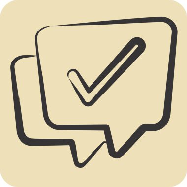 Simge Görüntülü Sohbet. Konuşma sembolüyle ilgili. El çizimi tarzı. tasarım düzenlenebilir 11