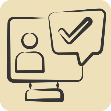 Simge Görüntülü Sohbet. Konuşma sembolüyle ilgili. El çizimi tarzı. dizayn edilebilir