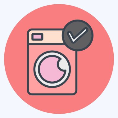 Simge Çamaşır Makinesi. Yatak sembolü ile ilgili. renk arkadaşı stili. dizayn edilebilir