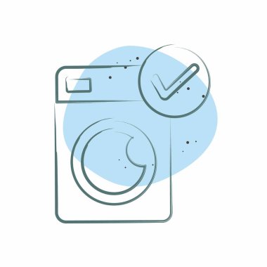 Simge Çamaşır Makinesi. Yatak sembolü ile ilgili. Renkli Leke Biçimi. dizayn edilebilir