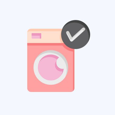 Simge Çamaşır Makinesi. Yatak sembolü ile ilgili. Düz stil. dizayn edilebilir