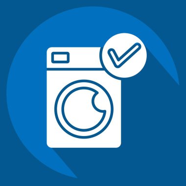 Simge Çamaşır Makinesi. Yatak sembolü ile ilgili. Uzun gölge tarzı. dizayn edilebilir