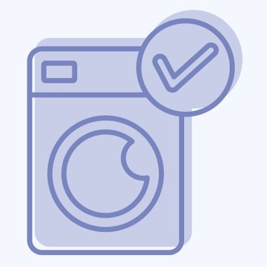 Simge Çamaşır Makinesi. Yatak sembolü ile ilgili. İki ton stili. dizayn edilebilir