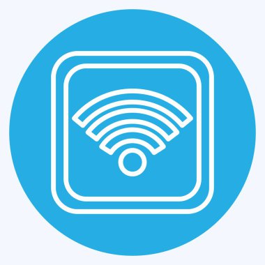 Simge Wifi Düğmesi. Wifi sembolüyle ilgili. Mavi gözlü. dizayn edilebilir