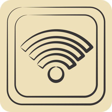 Simge Wifi Düğmesi. Wifi sembolüyle ilgili. El çizimi tarzı. dizayn edilebilir