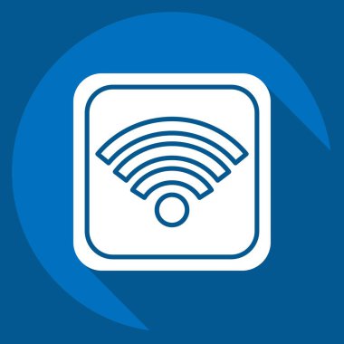 Simge Wifi Düğmesi. Wifi sembolüyle ilgili. Uzun gölge tarzı. dizayn edilebilir