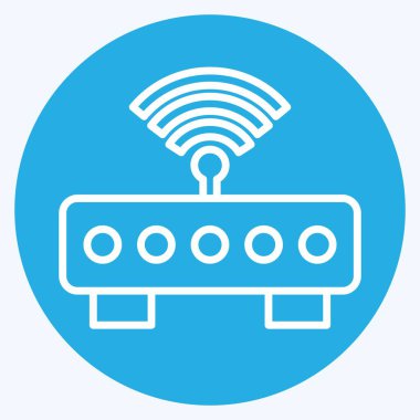 Simge Wifi Router. Wifi sembolüyle ilgili. Mavi gözlü. dizayn edilebilir