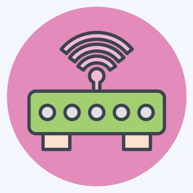 Simge Wifi Router. Wifi sembolüyle ilgili. renk arkadaşı stili. dizayn edilebilir