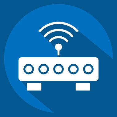 Simge Wifi Router. Wifi sembolüyle ilgili. Uzun gölge tarzı. dizayn edilebilir