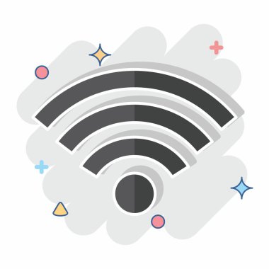 Icon Wiifi. Wifi sembolüyle ilgili. Çizgi roman. dizayn edilebilir