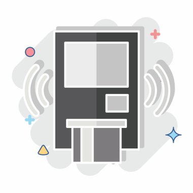 Simgesel Kablosuz Güvenlik Sistemi. İç Güvenlik sembolüyle ilgili. çizgi roman biçimi