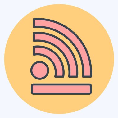 Simge kablosuz. Wifi sembolüyle ilgili. renk arkadaşı stili. dizayn edilebilir