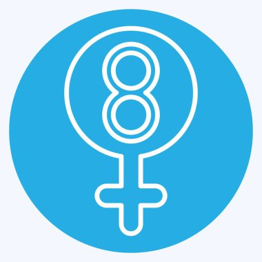 İkon Kadınlar Günü. Feminizm sembolüyle ilgili. Mavi gözlü. dizayn edilebilir