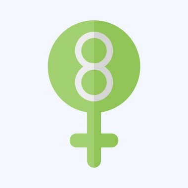 İkon Kadınlar Günü. Feminizm sembolüyle ilgili. Düz stil. dizayn edilebilir