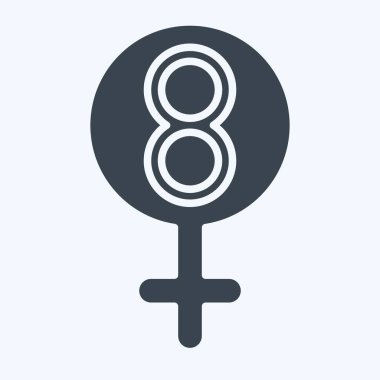 İkon Kadınlar Günü. Feminizm sembolüyle ilgili. Kabartma tarzı. dizayn edilebilir