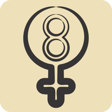 İkon Kadınlar Günü. Feminizm sembolüyle ilgili. El çizimi tarzı. dizayn edilebilir