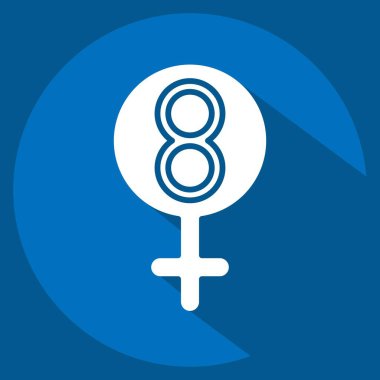 İkon Kadınlar Günü. Feminizm sembolüyle ilgili. Uzun gölge tarzı. dizayn edilebilir
