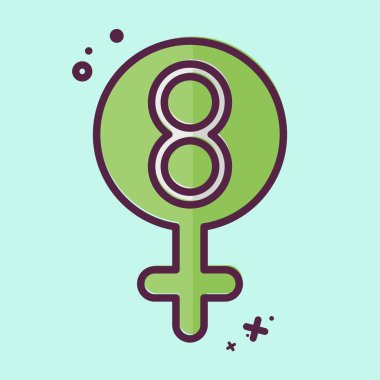 İkon Kadınlar Günü. Feminizm sembolüyle ilgili. MBE tarzı. dizayn edilebilir