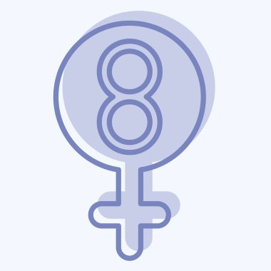 İkon Kadınlar Günü. Feminizm sembolüyle ilgili. İki ton stili. dizayn edilebilir