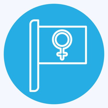 Simge Kadın Bayrağı. Feminizm sembolüyle ilgili. Mavi gözlü. dizayn edilebilir
