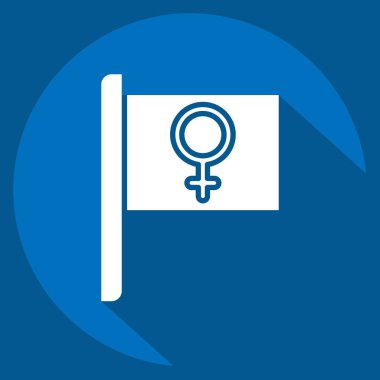 Simge Kadın Bayrağı. Feminizm sembolüyle ilgili. Uzun gölge tarzı. dizayn edilebilir