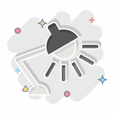 Simge Çalışma Lambası. Işık sembolüyle ilgili. Çizgi roman. dizayn edilebilir