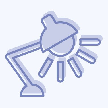 Simge Çalışma Lambası. Işık sembolüyle ilgili. İki ton stili. dizayn edilebilir