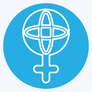 İkon Dünyası Feminizmi. Feminizm sembolüyle ilgili. Mavi gözlü. dizayn edilebilir